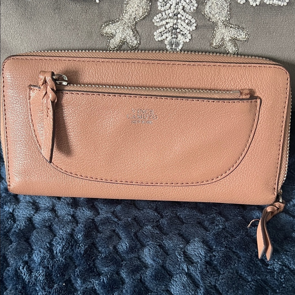 Vince Camuto Blush Leather Zip Wallet